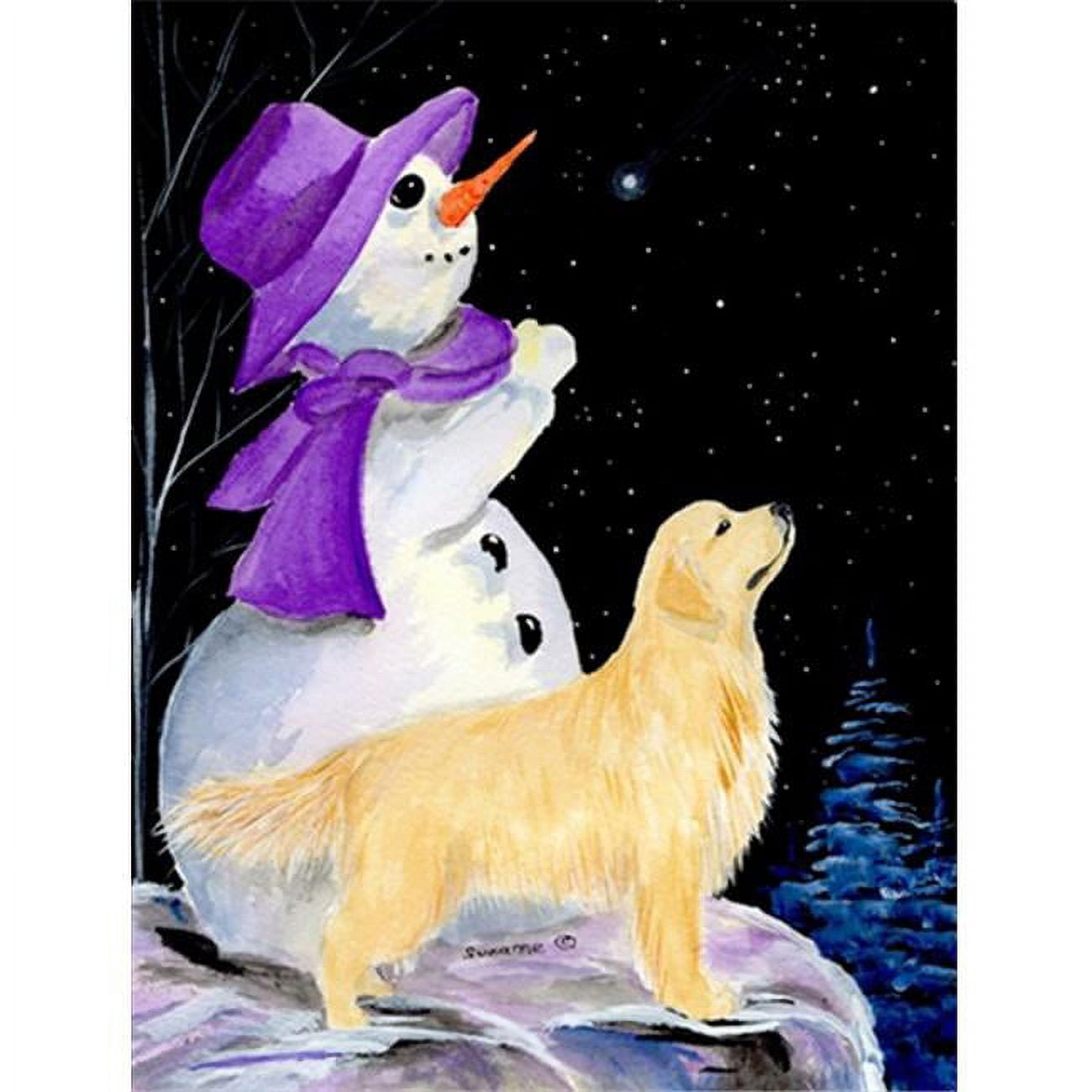 Carolines Treasures SS8950GF 11 x 15 In. Snowman With Golden Retriever Flag- Garden Size