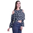 thumbnail image 3 of Moomaya Button Front Cold Shoulder Top Printed  Casual Loose Blouse Short Top, 3 of 4