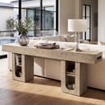 thumbnail image 1 of OMCHOM Console Table 78.4in Wood Entryway Sofa Table, Built-in USB Charging Station, Narrow Behind Couch Style with Storage Shelves for Hallway Foyer Living Room Decor(Beige), 1 of 7