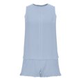 thumbnail image 4 of Chbgutlmr Ensembles d'Entraînement pour Femmes 2 Pcs Col Ras du Cou Manches Courtes Hauts Pantalons Ajustés Yoga Course Tenues Athlétiques, 4 of 9