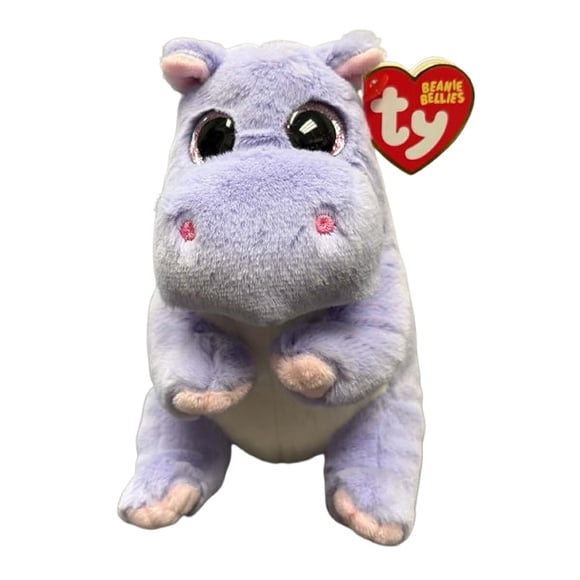 TY Beanie Boos - Henrietta the Hippo with Big Pink Eyes and Glitter, Plush Toy with Sparkly Big Eyes - 15 cm - T37394