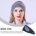 thumbnail image 2 of Crochet Headbands Winter Leaves Pattern with Rhinestones Elastic Head Protector Wide Warm Chunky Hair Accessories for Girls Navy, 2 of 8