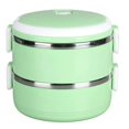 thumbnail image 2 of Oleegame 1PC Produce Storage Thermal Lunch Box Stackable Hot Food Insulated Box 304 Stainless Steel Round Lunchbox Sealed Food Containers Stackable Thermal Lunch Box Thermal Lunchbox Green, 2 of 4
