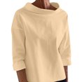 thumbnail image 1 of Timegard Womens Tops Half High Collar Long Sleeve Loose Fitting Shirts BlousesSolid Color Fall Fashion, 1 of 6