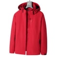 thumbnail image 1 of YOIAVAIOY Manteau de Pluie 3-en-1 pour Homme Capuche Amovible Imperméable Manteau de Pluie Extérieur Randonnée Veste Coquille avec Doublure Amovible Rouge TTTG, 1 of 5