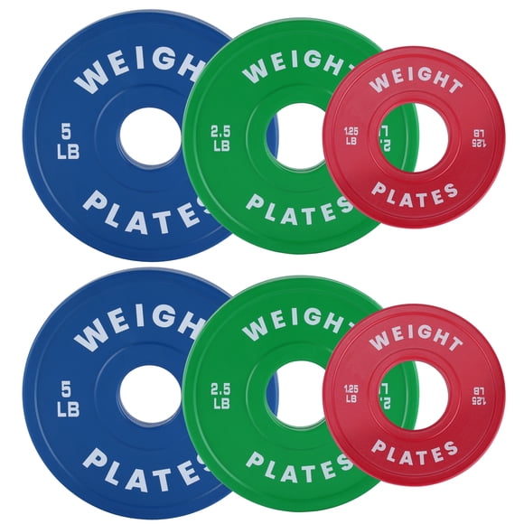 Rubber Coated Fractional Weight Plates Set – 2-Inch Change Bumper Plates for Barbell, Strength Training & Weight Lifting, Includes 1.25LB, 2.5LB, 5LB, Total 17.5LB – Home & Gym, Multicolor, 17.5 lbs