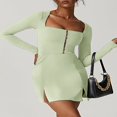 thumbnail image 4 of Robe de Soirée à Manches Longues pour Femmes avec Ourlet Fendu et Col en U, 4 of 7