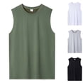 thumbnail image 1 of JDQJBZ Débardeurs pour Hommes Été Couleur Unie Col Rond Sans Manches Hauts Extensibles, 1 of 4
