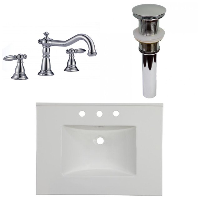 American Imaginations 30.75-in. W 3H8-in. Ceramic Top Set In White Color - Drain Incl. AI-33338