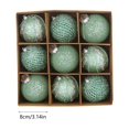 thumbnail image 3 of Meitianfacai 8cm Christmas Balls 9pcs Set Christmas Balls Sequins Lace Christmas Decoration Balls Christmas Gift Balls Christmas Tree Decoration, Green, 3 of 6