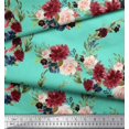 thumbnail image 3 of Soimoi Green Cotton Duck Fabric Ranunculus & Penoy Floral Print Printed Craft Fabric By the Yard 44 Inch Wide, 3 of 3