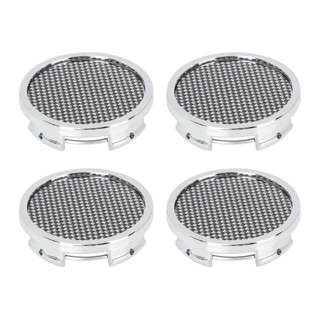 Unique Bargains 4 Pcs 57mm 4 Lugs Silver Tone Auto Car Wheel Center Caps Hub Carbon Fiber Pattern Caps