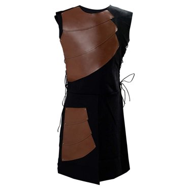 Pingstore Gilet Médiéval Sans Manches pour Hommes Costume Renaissance Victorien, Marron, TTTG