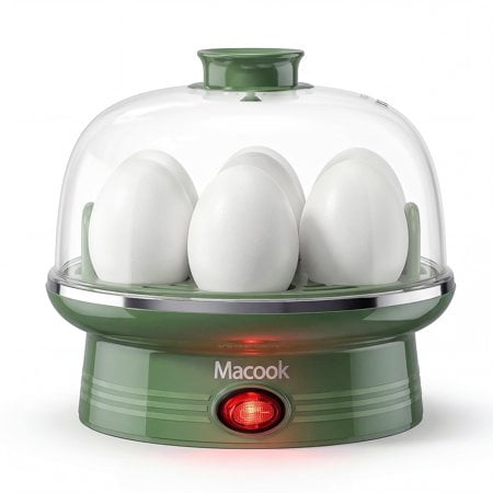 Macook Electric Egg Cooker and Boiler, 7-Egg Capacity Steamer, Fast Heating, for Hard, Soft, Medium Boiled Eggs, with 304 Stainless Steel Tray, BPA-F