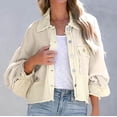 thumbnail image 4 of CEHVOM Mode Femmes Décontracté Col Rabattu Manches Longues Ample Sans Capuche Manteau T-Shirt Blouse Hauts Liquidation, 4 of 8
