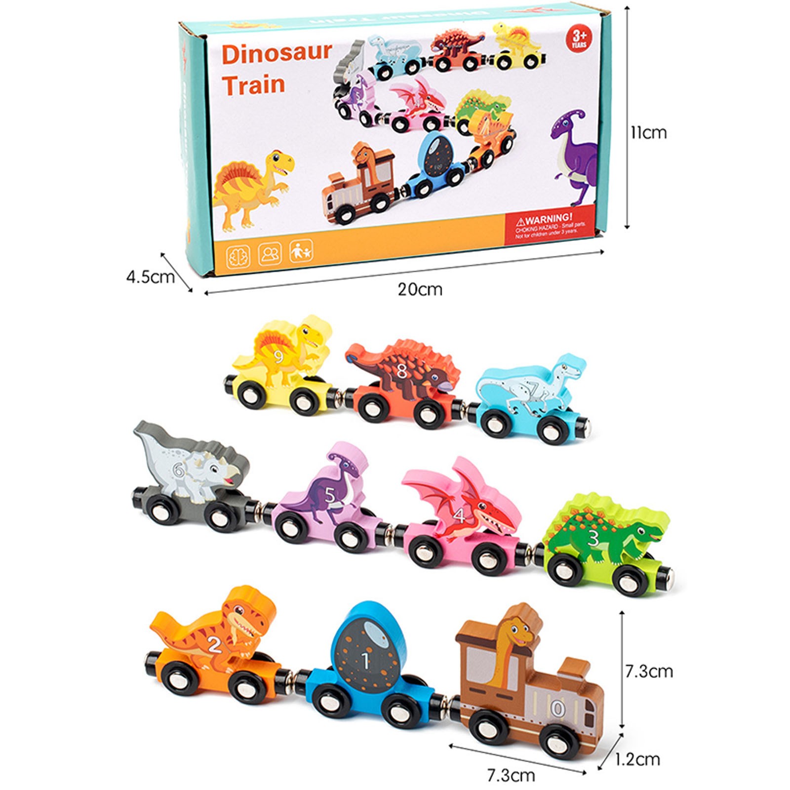 ZZkhGO Magnetic Wooden Dinosaur Train Set, Puzzle Assembly