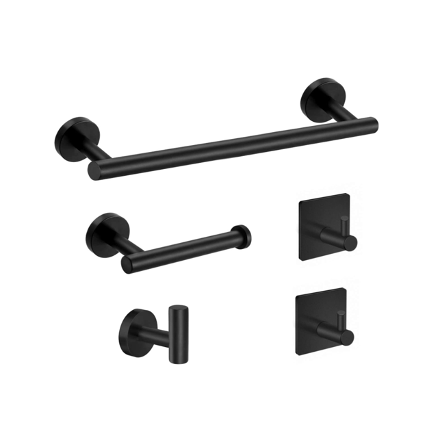 5 Piece Bathroom Hardware Set, Includes 16 Inch Bath Towel Bar, Toilet Paper Holder, Robe Hooks, 304 Stainless Steel,Stainless Steel Round Wall Mounted,Best Christmas Gift