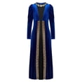 thumbnail image 3 of Sxiwei Robe Médiévale de Princesse pour Filles, Costume d'Halloween Renaissance, Manches Longues, Rétro, Robe Maxi de Bal, Bleu Royal, 14, 3 of 7