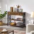 thumbnail image 2 of Yaheetech 2-Tier X-Design Console Table for Entryway Living Room, Rustic Brown, 2 of 7