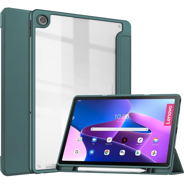 KOMI Tablet PC Case Case Compatible with Lenovo Tab M10 Plus (Gen 3 2022) 10.6"Tablet Case, TPU Slim Cover Auto Wake/Sleep Smart Case with Clear Transparent Back Shell Back tablet protection Green