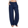thumbnail image 1 of Timegard Lounge Pants for Women Elastic Waist Drawstring Lightweight Trousers Casual Solid Color Pants, 1 of 6