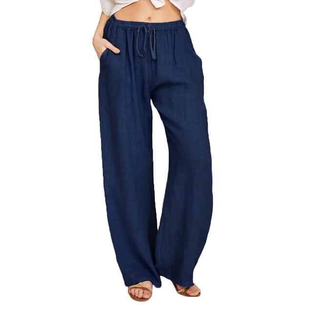 Timegard Lounge Pants for Women Elastic Waist Drawstring Lightweight Trousers Casual Solid Color Pants