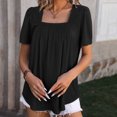 thumbnail image 1 of Aqestyerly T-shirt en Dentelle à Col Rond pour Femme, Blouse Haut de Mode Décontractée à Manches Courtes de Couleur Unie HWRETIE, 1 of 8