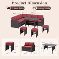 thumbnail image 3 of AECOJOY Ensemble de Mobilier de Jardin 7 Pcs en Rotin PE, Comprenant un Canapé d'Angle, une Table et un Ensemble de Patio Rouge Bordeaux., 3 of 6