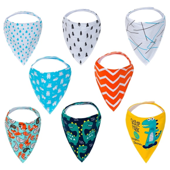 KaWaii Baby Drooling, Teething and Feeding Bandana Bib Scarf Gift Set 8-Pack - Copacabana