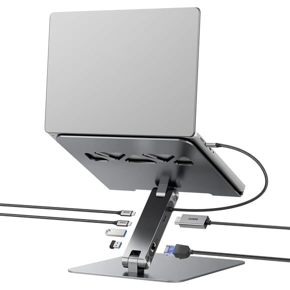 BENFEI Laptop Stand with USB C 6in1 Docking Station, HDMI 4K@60Hz,Gigabit Ethernet, 100W Power Delivery, 10Gbps 1*USB C 3.2 and 2*USB A 3.2 Compatible with MacBook Pro/Air, iPad Pro, XPS, Thinkpad