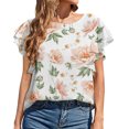 thumbnail image 1 of Hauts d'Été Grande Taille à Manches Courtes pour Femmes Mode Décontractée Col Rond à Volants Hauts Imprimés Blouse Chandail Col en V T-Shirt Femmes en Liquidation, 1 of 7