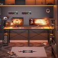 thumbnail image 3 of Bestier 44 inch Reversible Computer Desk with LED Lights Gaming Desk with 4 Tier Shelves Black, 3 of 8