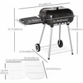 thumbnail image 3 of Outsunny Barbecue au Charbon avec Grille de Réchauffage et Table d'Appoint de Rangement, Fumoir de Barbecue Portable avec Couvercle, Contrôle de la Chaleur, Roues pour Cuisson Extérieure Camping Pique-Nique, Noir, 3 of 10
