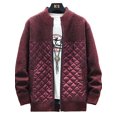 thumbnail image 1 of Innerwin Sweater Jacket Color Block Men Outwear Party Long Sleeve Casual Coat Wine Red M, 1 of 3