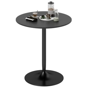 HOMCOM 27.6" Round Dining Table for 2, Wood Veneer Kitchen Table, Black