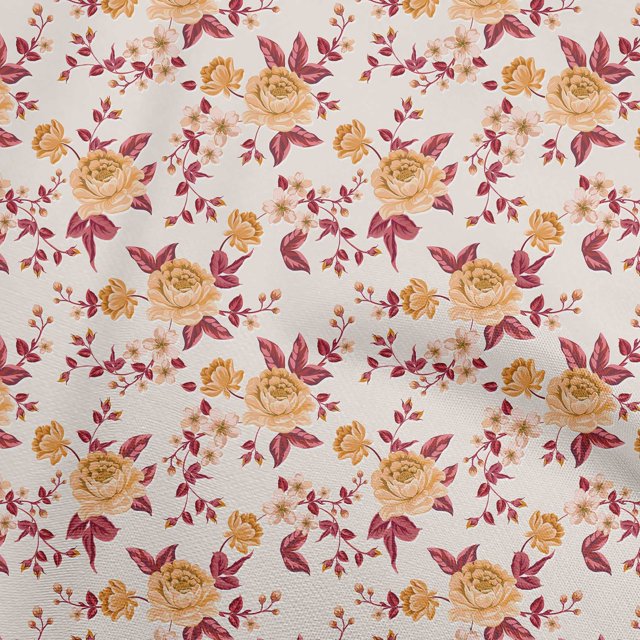 oneOone Velvet Dark Peach Fabric Florals Craft Projects Decor Fabric Printed By The Yard 58 Inch Wide