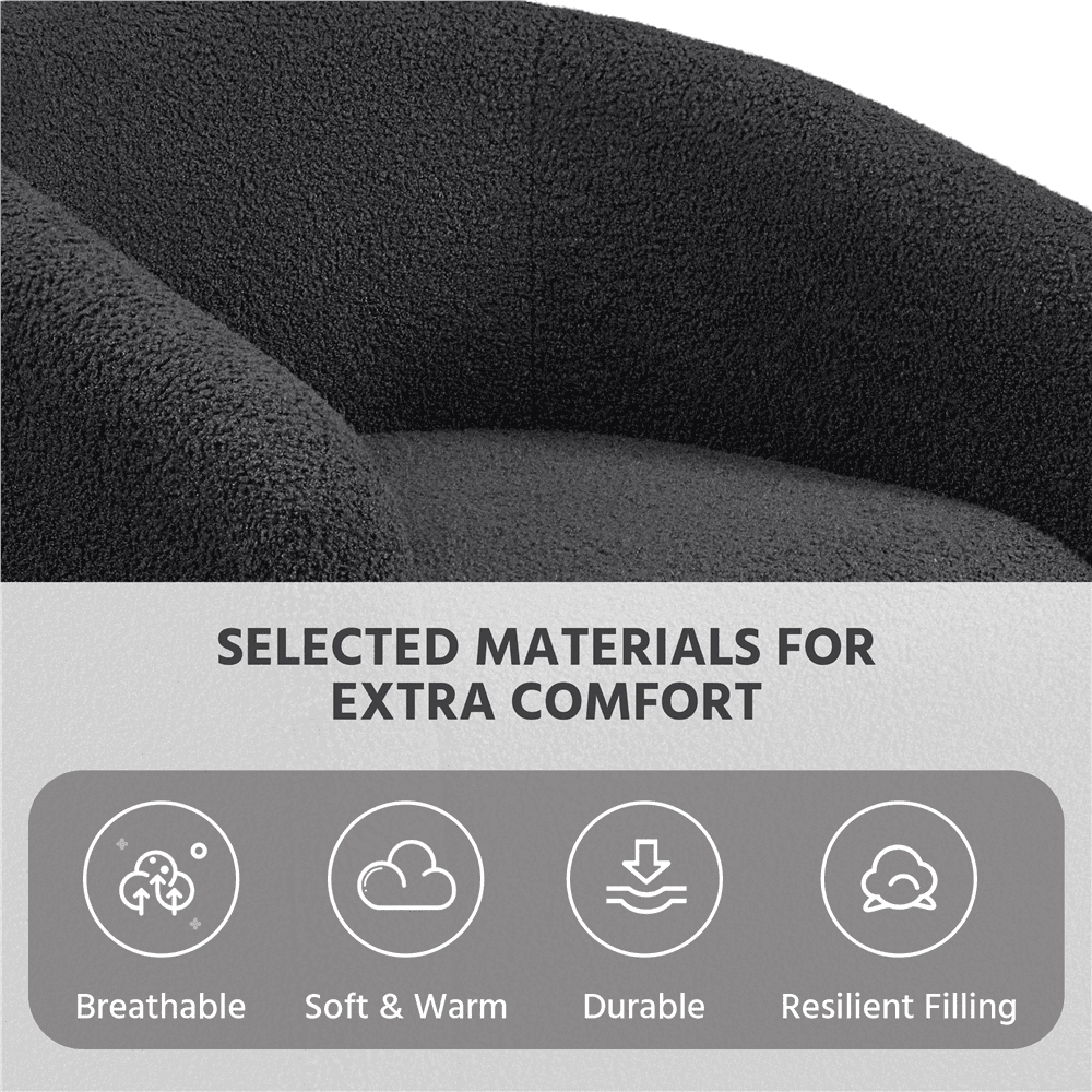 FullFurnique Fauteuil en Tissu Bouclette avec Dossier et Accoudoirs