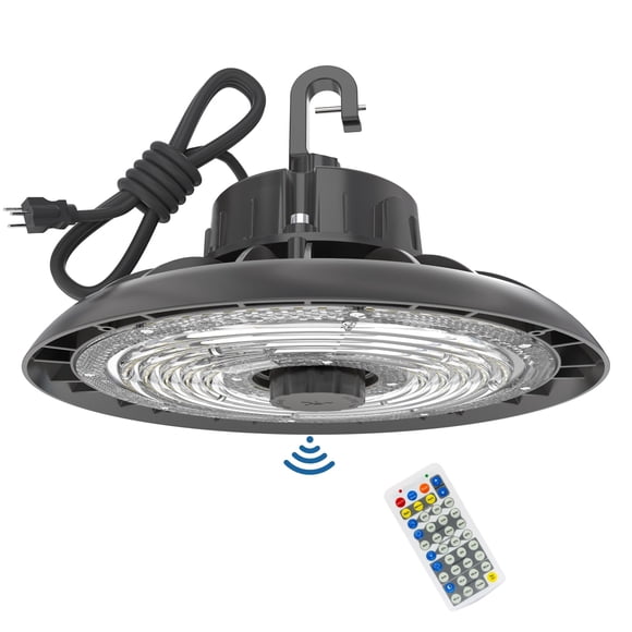 HYPERLITE UFO LED Lumière Haute Baie avec Détecteur de Mouvement 21000LM, 150W Lumière Intelligente Haute Baie LED avec Télécommande, 120-277V IP65 Étanche Haute Baie Sh