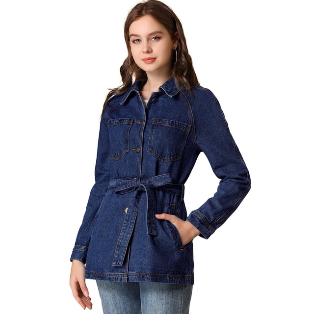 INSPIRE CHIC Vestes en Denim Amples pour Femmes à Boutons, Style Boyfriend, Taille Paper Bag