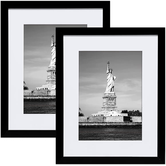 AmPm 11x17 Picture Frame Black Poster Frame,Display Pictures 8x12 with Mat or 11x17 Without Mat,Wall Gallery Photo Frames,2 Pack