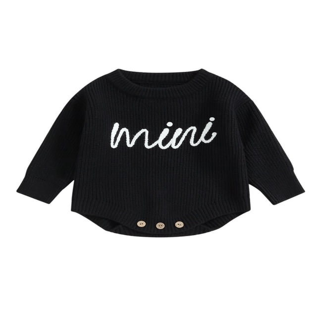 Nouveau-né Bébé Garçons Filles Pull Rompers Lettre Col Rond Manches Longues Tricot Combinaisons Automne Vêtements Combinaisons