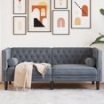 thumbnail image 1 of vidaXL Sofa Chesterfield avec Coussins Cylindriques 2 Places Velours Gris Foncé, 1 of 5