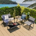 thumbnail image 1 of Costway 4 PCS Patio Furniture Set Loveseat Sofas Armrest Glass Table Deck Grey, 1 of 10