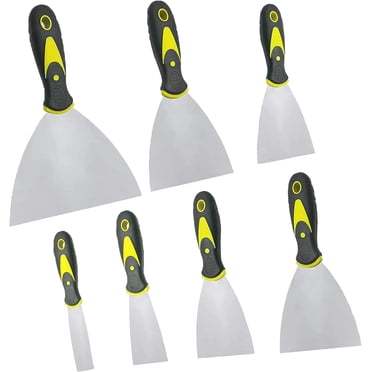 GHSDFBB Putty Knife, 7PCS Paint Scraper Spackle Knife, Putty Knife Set, Taping Knives, Metal Putty Scraper, Stainless Steel Scraper Tool for Spreading Drywall Spackle Mud, Taping, Paint, Wal