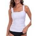 thumbnail image 1 of RELLECIGA Women's Bandeau Ruched Tankini Top Swimsuits, 1 of 7