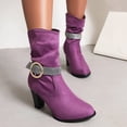 thumbnail image 1 of LSLJS Bottes de Mode pour Femmes Femmes Bout Rond High Heel Escarpins Talon Épais Bottes à Talon Moyen, Bottes Mi-Mollet pour Femmes, Bottes pour Femmes, 1 of 9