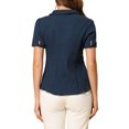 thumbnail image 3 of INSPIRE CHIC Chemise Douce pour Femme Vintage à Col Poupée Mignon Boutonnée m Bleu Foncé, 3 of 7