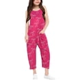 thumbnail image 1 of Girls Overall Bow Print Jumpsuits Rompers for Girls Spaghetti Strap Overalls with Side Pockets Girls' Fashion 5-6 Y, 1 of 6