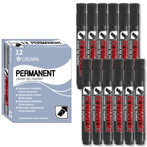 [Crown] Permanent Marqueurs L, Noir, Conseil de Chisel, 12 Nombre