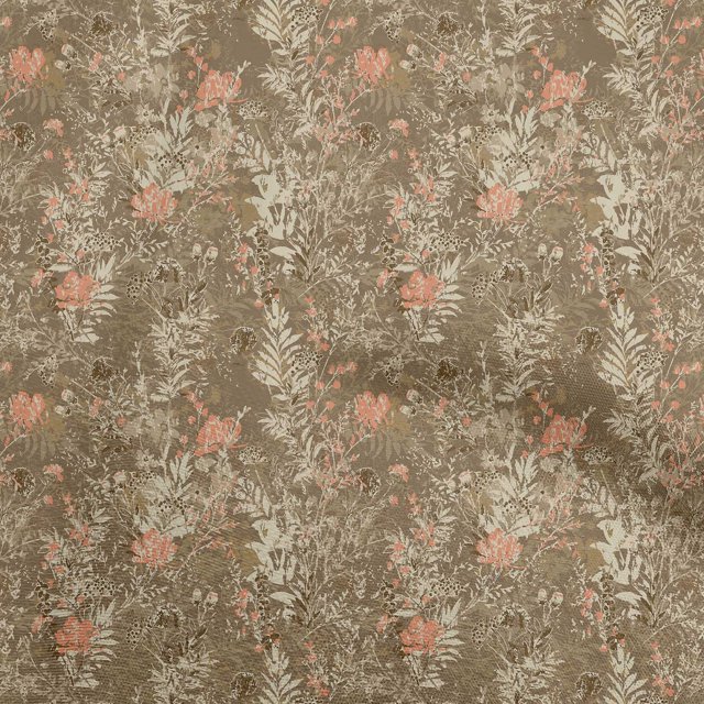 oneOone Silk Tabby Brown Fabric Floral Craft Projects Decor Fabric Printed By The Yard 42 Inch Wide